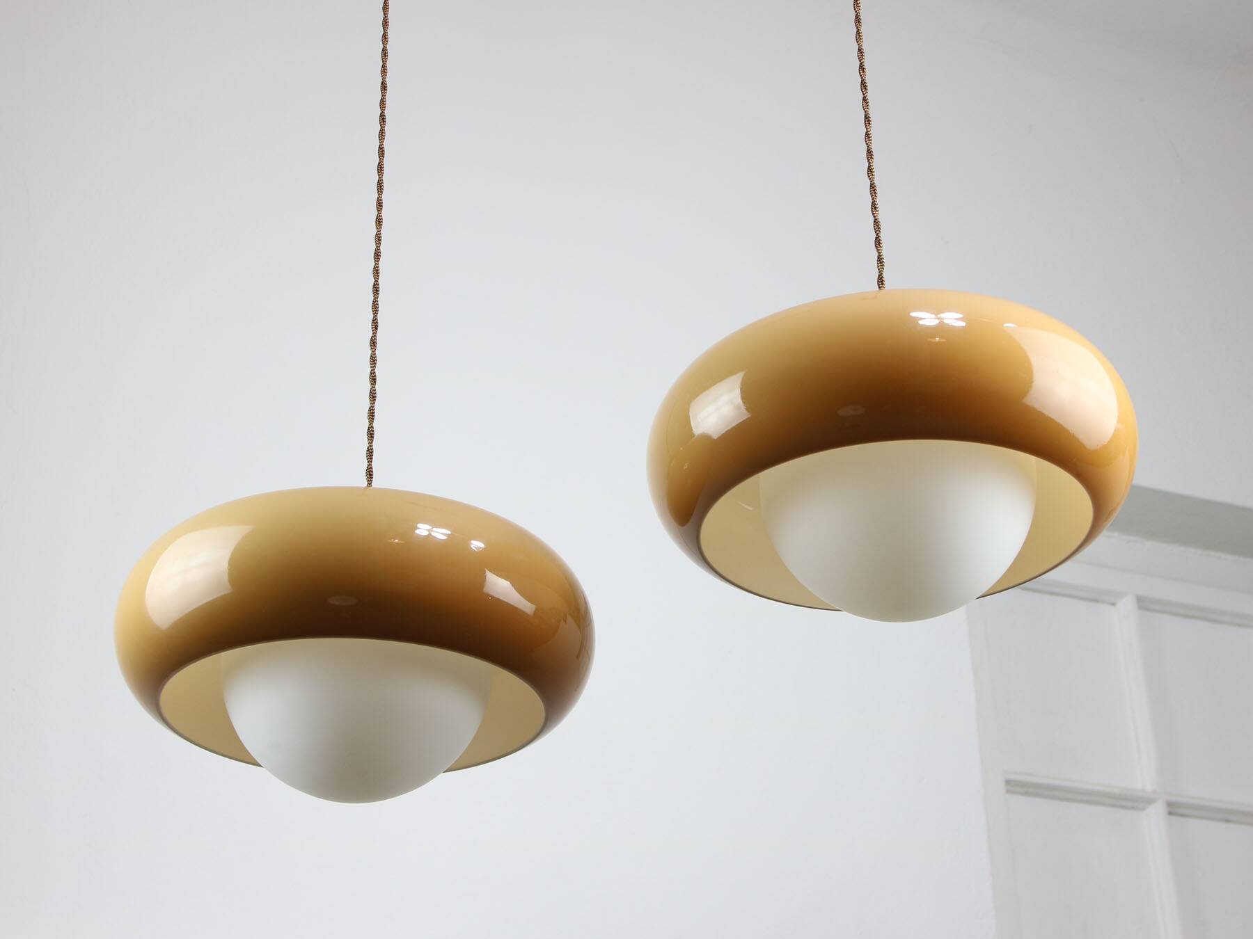 Space Age Brown Pendant Lamp from Guzzini, 1960s