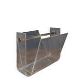Vintage magazine rack in plexiglass by David Lange.