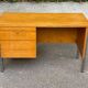 Scandinavian desk in wood and silver steel 1960 with 4 drawers