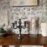 Candélabre ancien en étain – 5 branches – France, milieu XXᵉ siècle