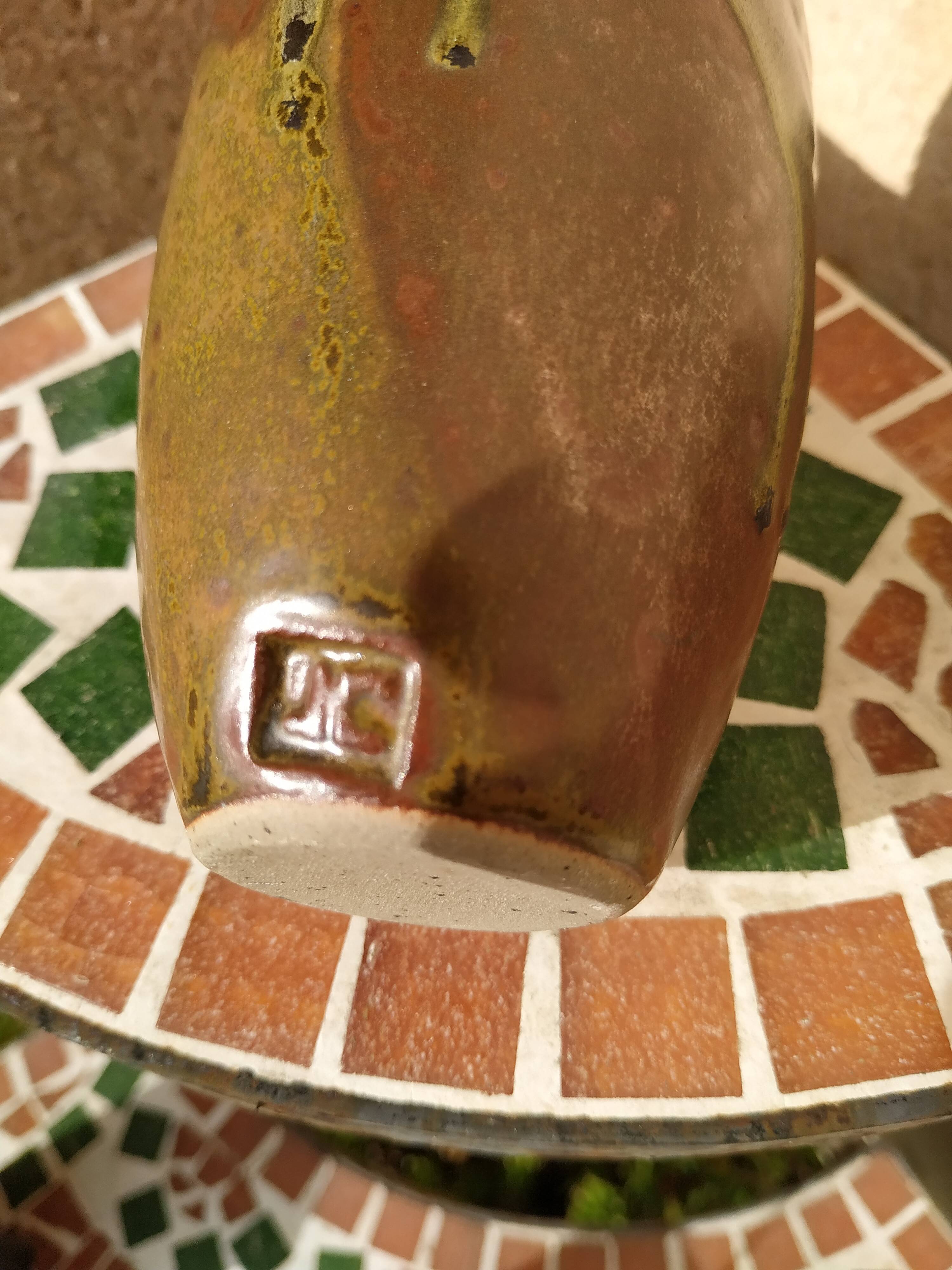 Pussaie sandstone vase by Jean Cacheleux