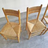 Lot 4 seated wooden chairs and straw backrest