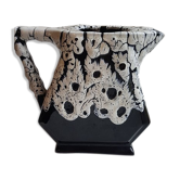 Pitcher in black and white ceramic Samoens Vallauris style