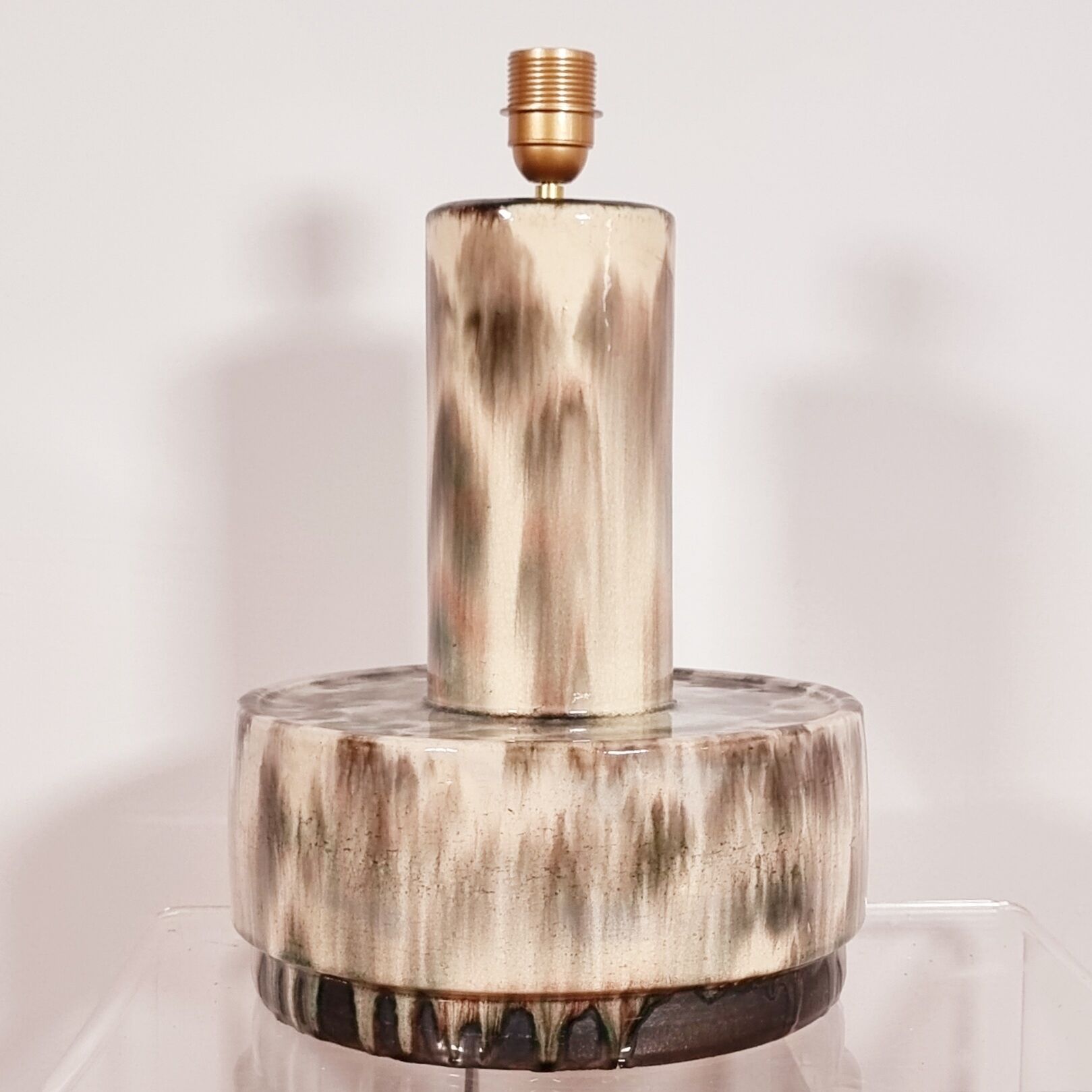 Parquet lamp in celadon glazed ceramic Dijkstra circa 1960 1970