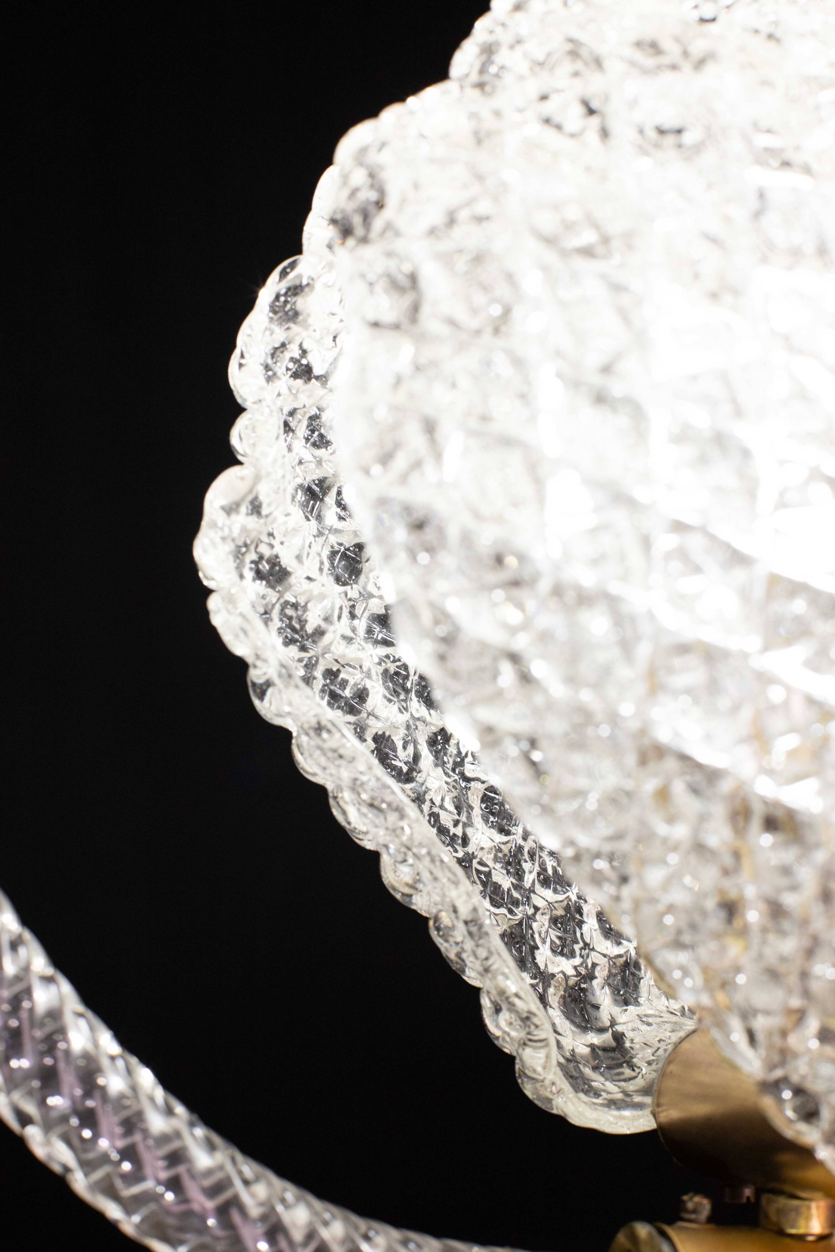 Midcentury Shell Trasparent Murano Glass Chandelier by Barovier e Toso, 194