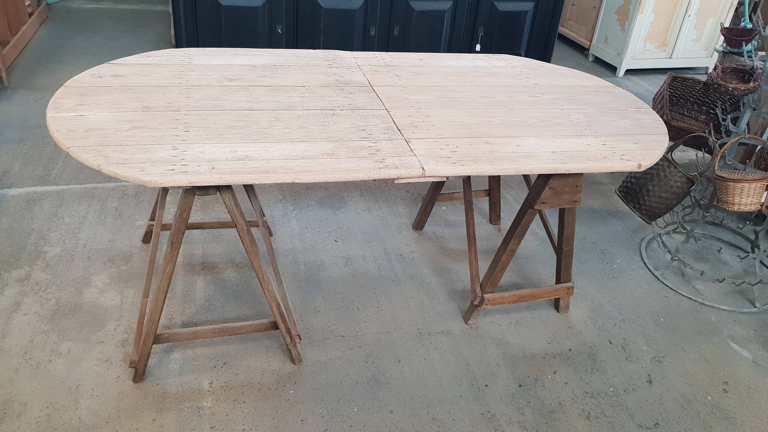 Old table on trestles