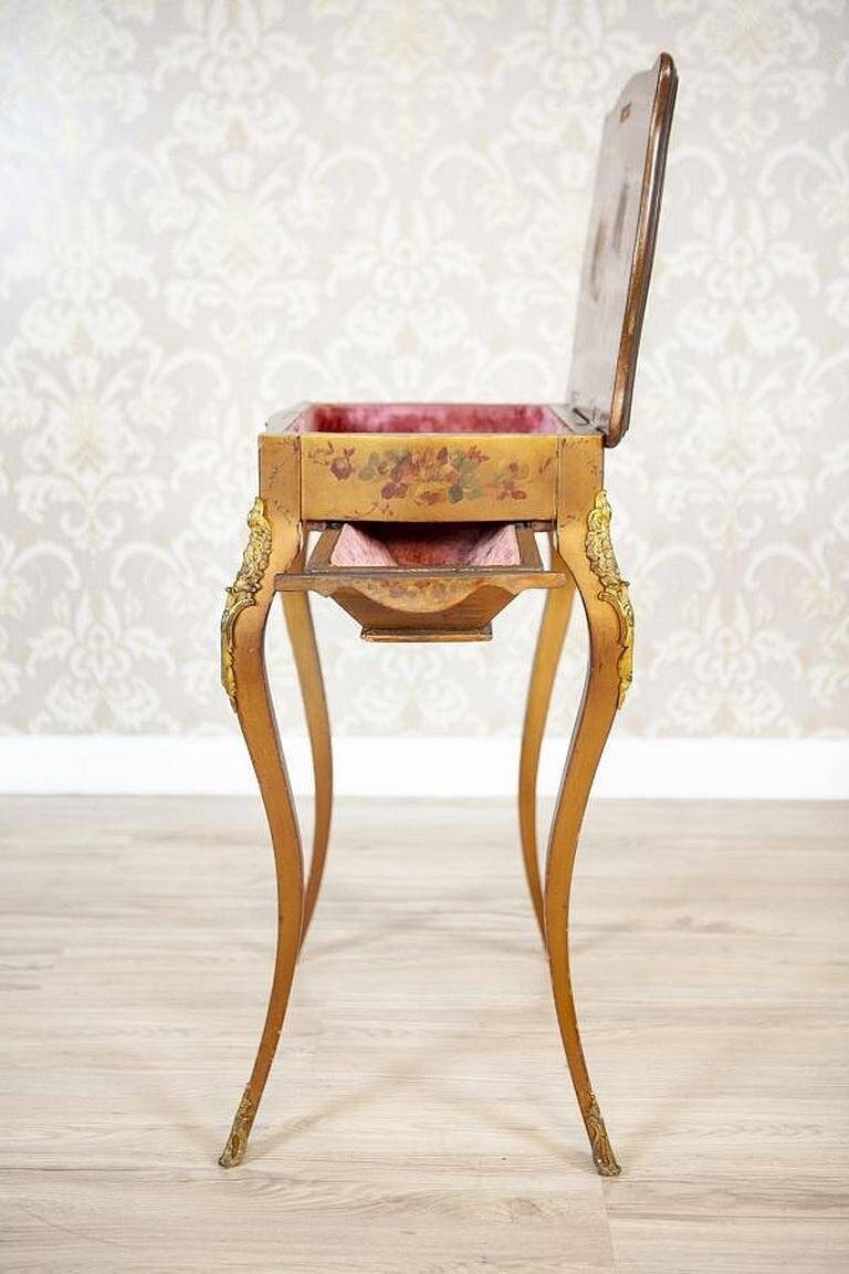 Mahogany Sewing Table with Brass Details, 1890s