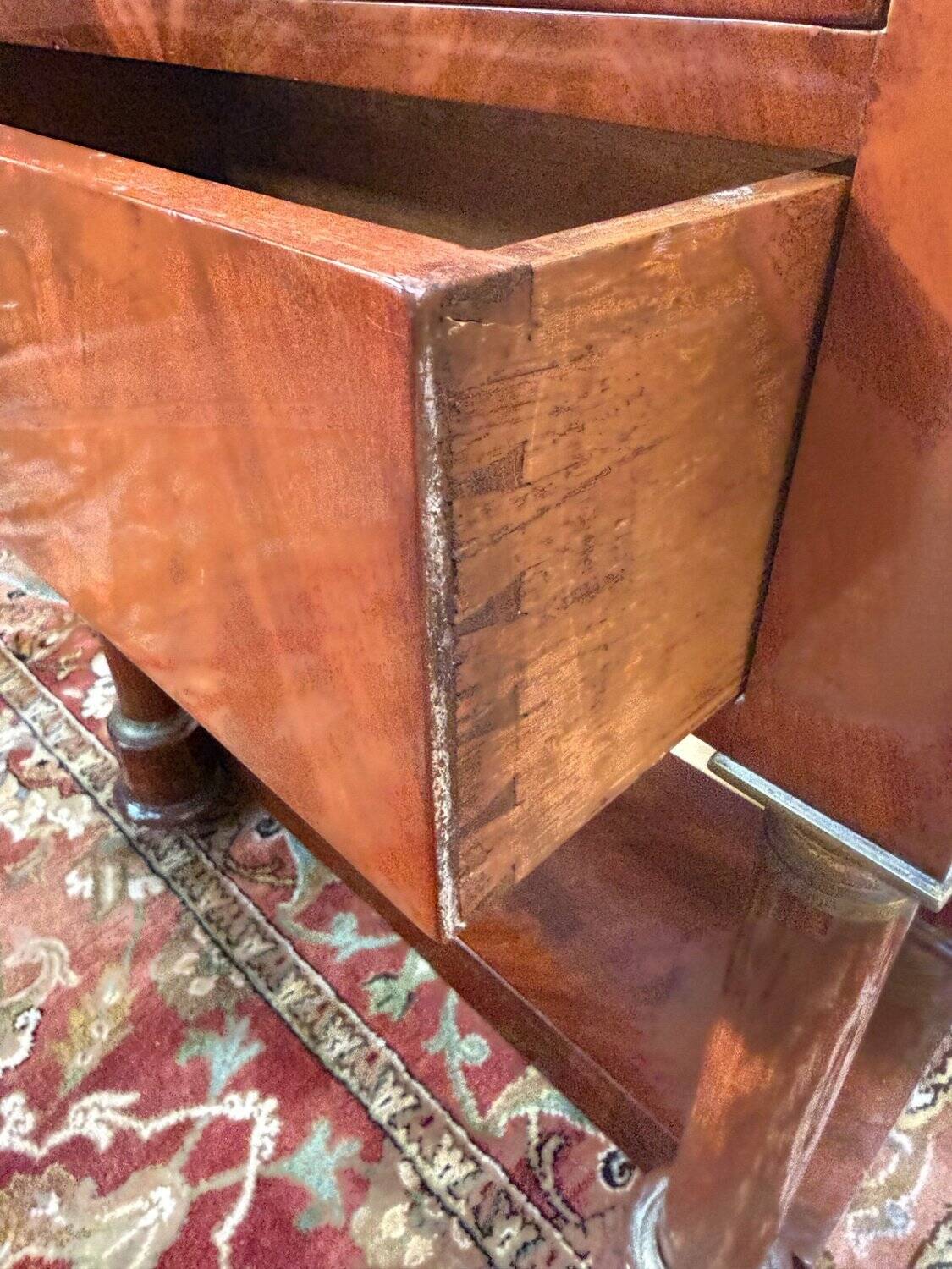 Empire side table in walnut and black marble