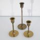 Set of 3 scandinavian brass candlesticks 1960