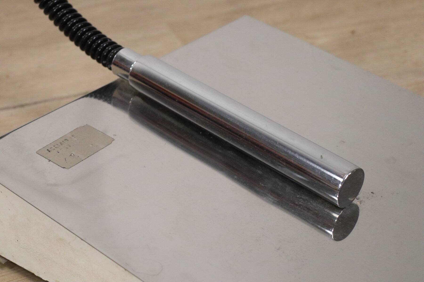 Vintage arc floor lamp with a chrome metal balance, 1970.