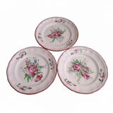 Three small hand-painted Saint-Clément dinner plates.