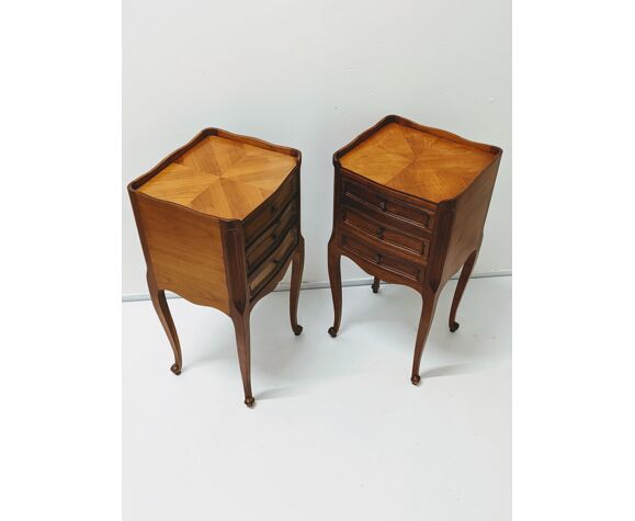 Pair Of Vintage Wooden Bedside Tables Louis Xv Selency Pair Of Vintage Wooden Bedside Tables, Vintage Wooden Bedside Tables