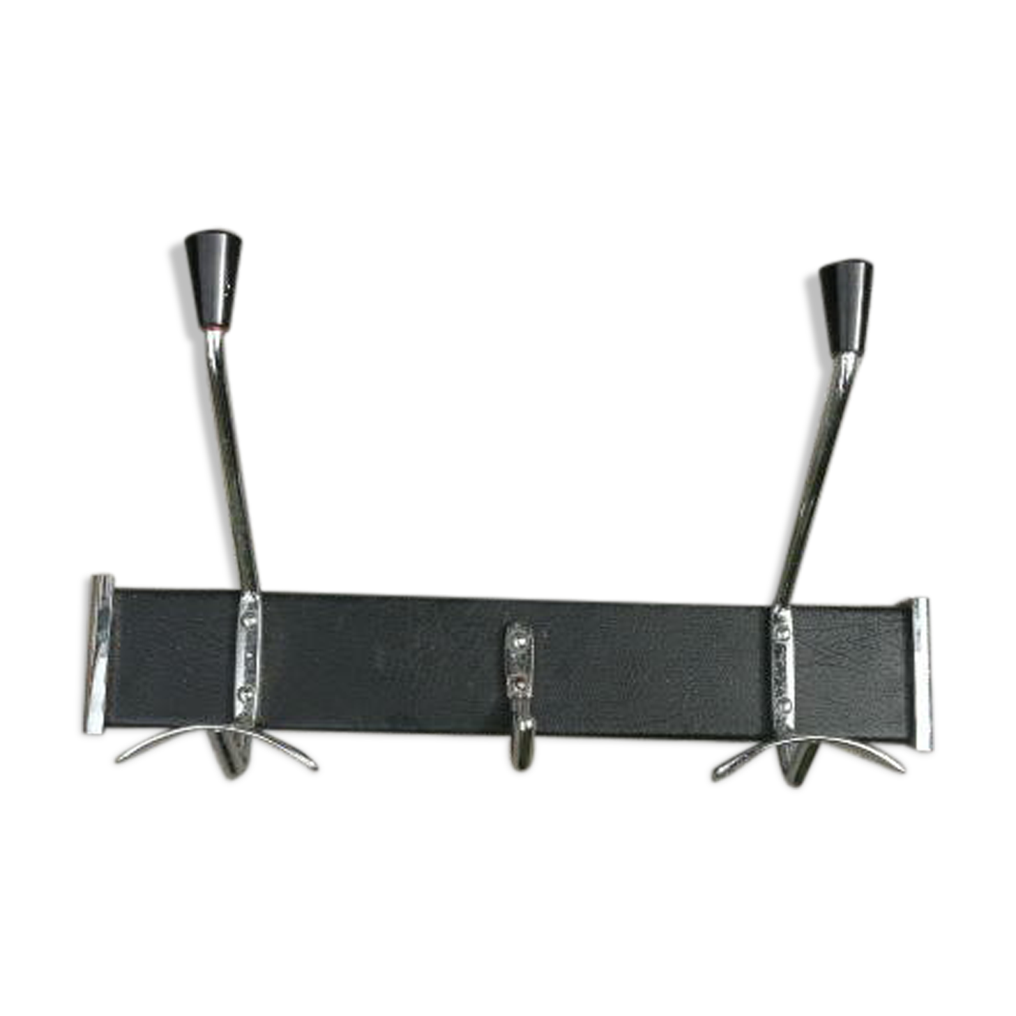 Porte manteau métal chromé et simili cuir 3 patères