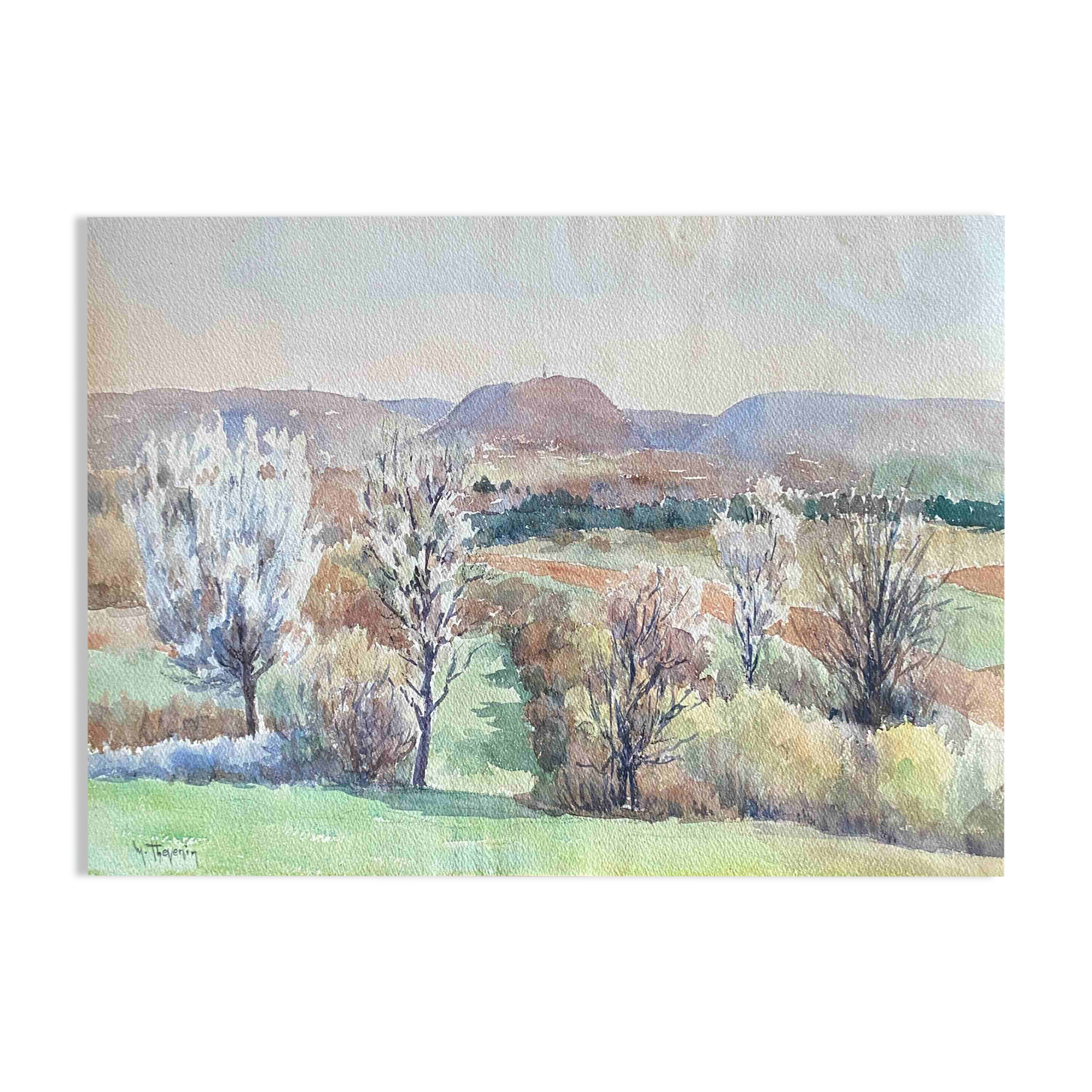 Watercolor painting maurice thevenin (1895-1967) "from santenay" burgundy