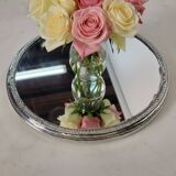 Silver-plated mirror tray centrepiece from the mid-20th century, 30 cm.