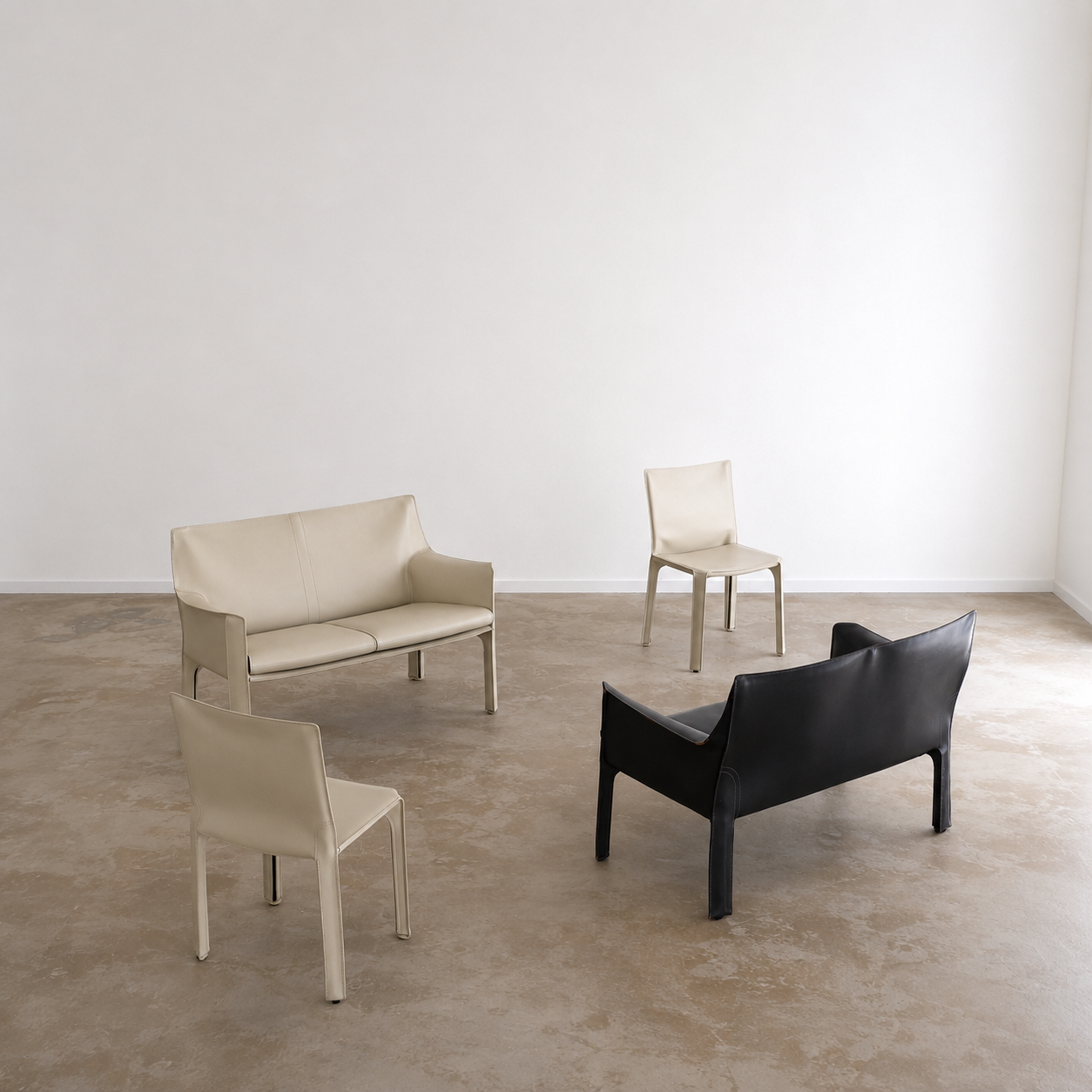 Mario Bellini set of two CAB 412 & 414 beige