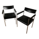 Paire de fauteuils vintage en cuir et chrome