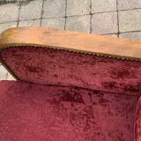 Pair of Art Deco club armchairs in burgundy red velvet, 1930s
