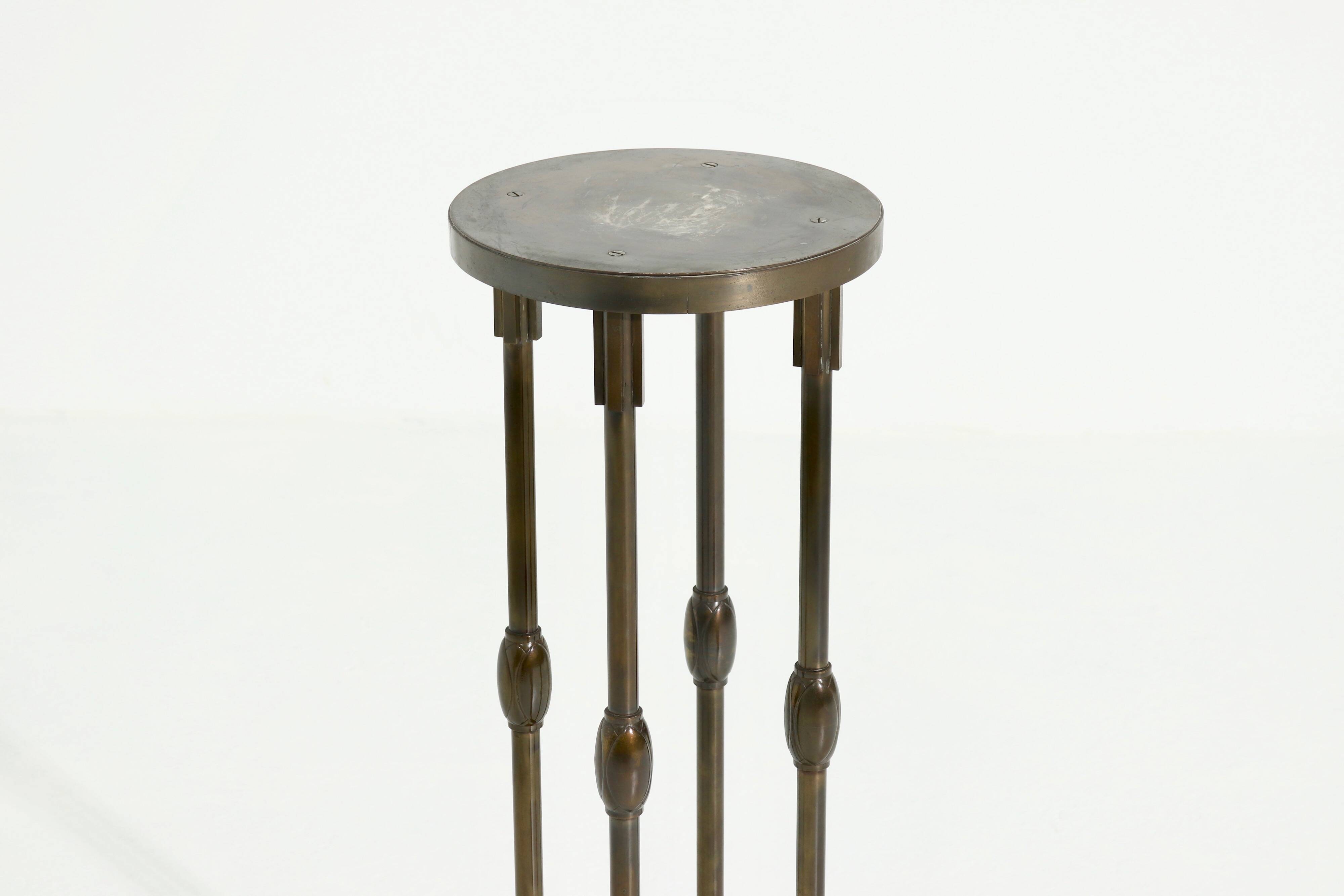 Art Deco Bronze Pedestal Side Table 1930s