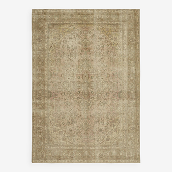 Tapis persan des années 1980 248 cm x 344 cm de laine beige