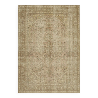 Tapis persan des années 1980 248 cm x 344 cm de laine beige