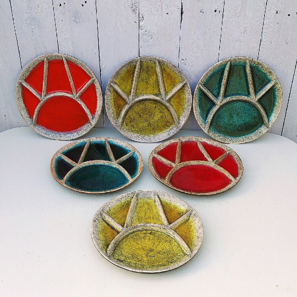 Six ceramic fondue plates Hugo Kohler Biel