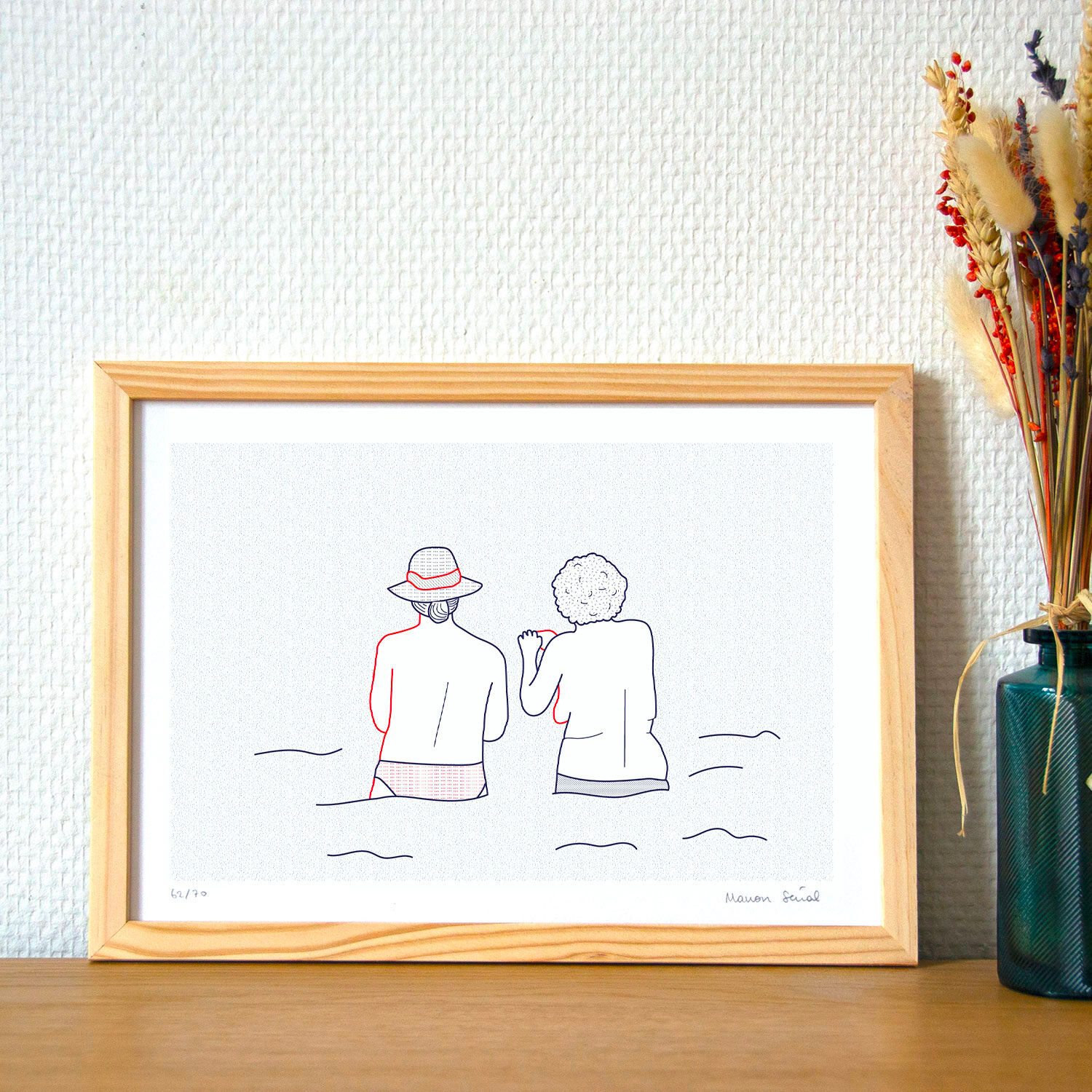 Illustration A4 naiade no. 7/8 bretagne baigneuse mer