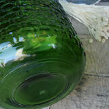 Dame jeanne verre recycle facon panier vert sapin