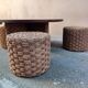 Table basse et tabourets en corde