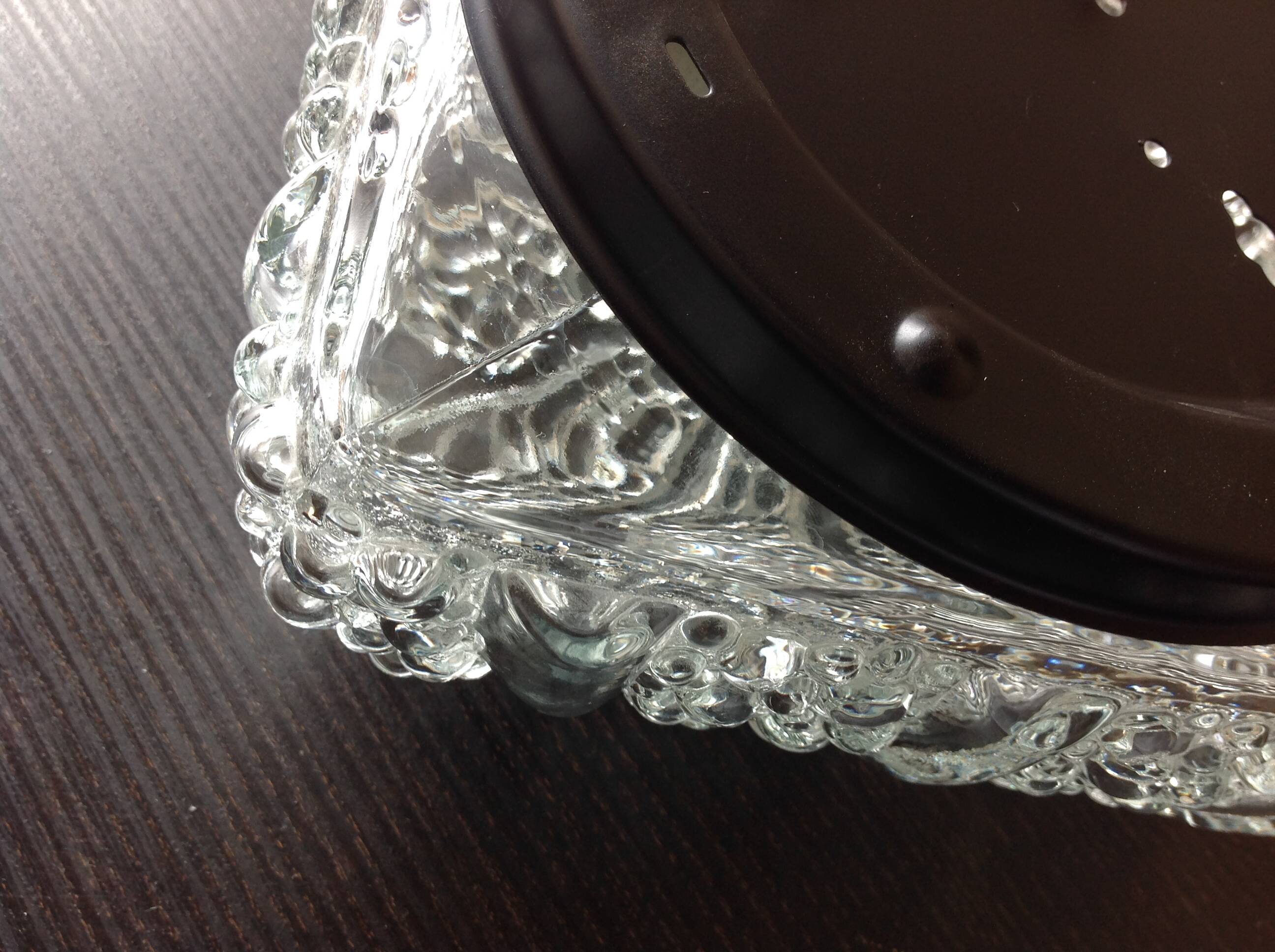 Plafonnier carré en verre bullé / vintage années 60-70