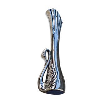 Vase vintage art déco en métal argenté