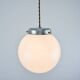 Small Mid-Century Italian Opaline & Metal Sphere Pendant Lamp