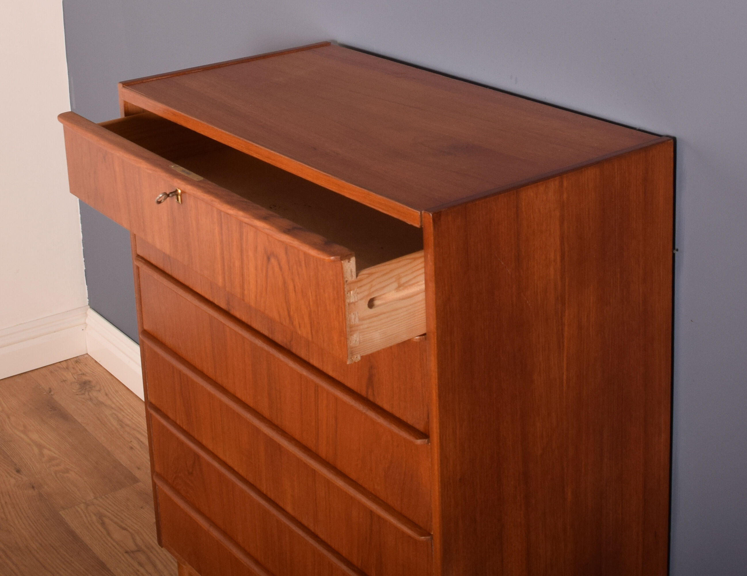 Restored Teak 1960s Danish Retro Chest Of Drawers