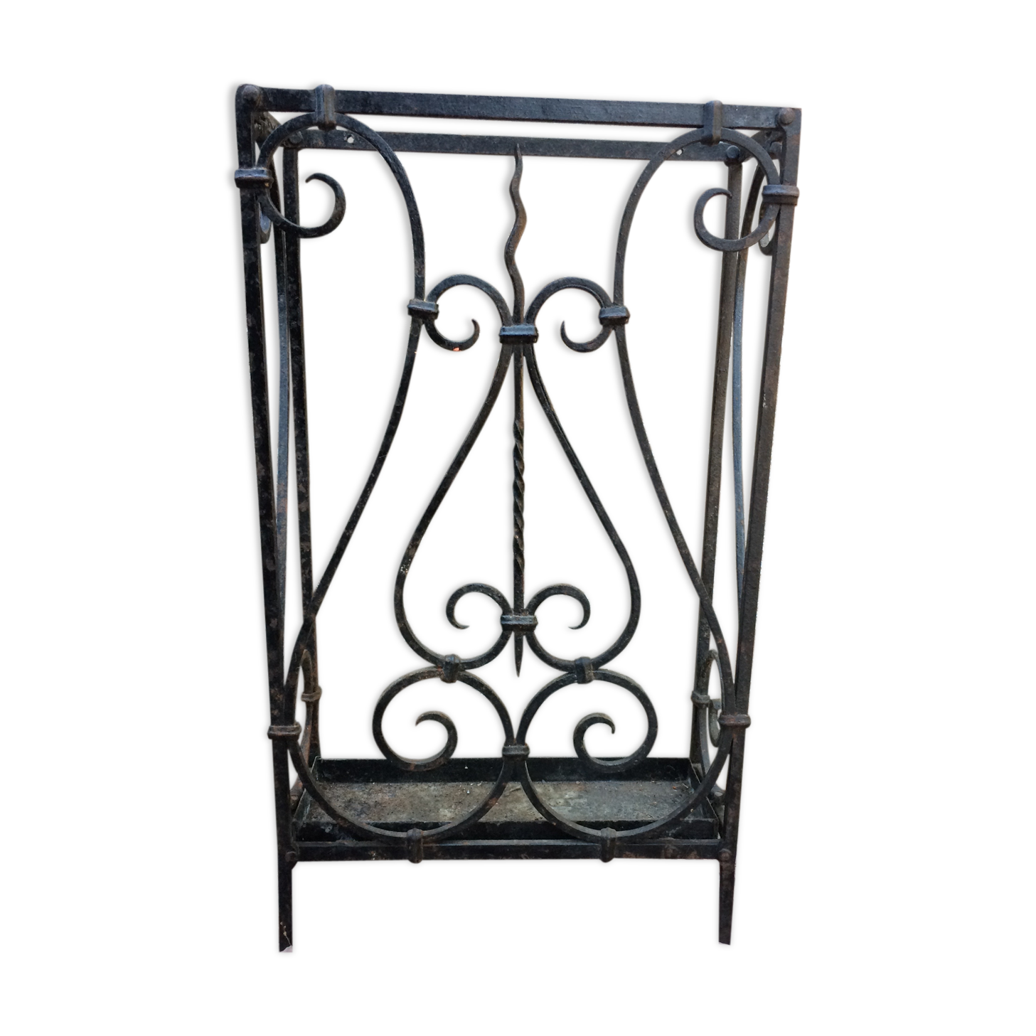 Art-deco forged iron umbrella holder