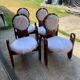 Set of 4 vintage dining chairs in brown pine and white fur by Szedleczky (1970s)