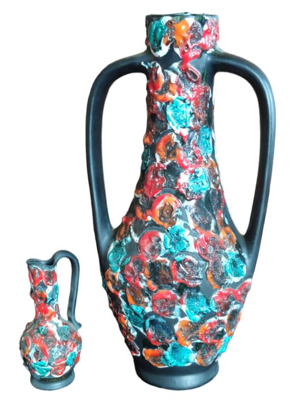 Ancien grand vase et pichet vintage rocaille de l océan