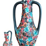 Old large vintage ocean rocaille vase and pitcher