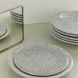 Set of 6 flat plates in speckled stoneware Italy