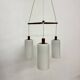 Mid-century design pendant lamp teak and opaline glass , 1970s