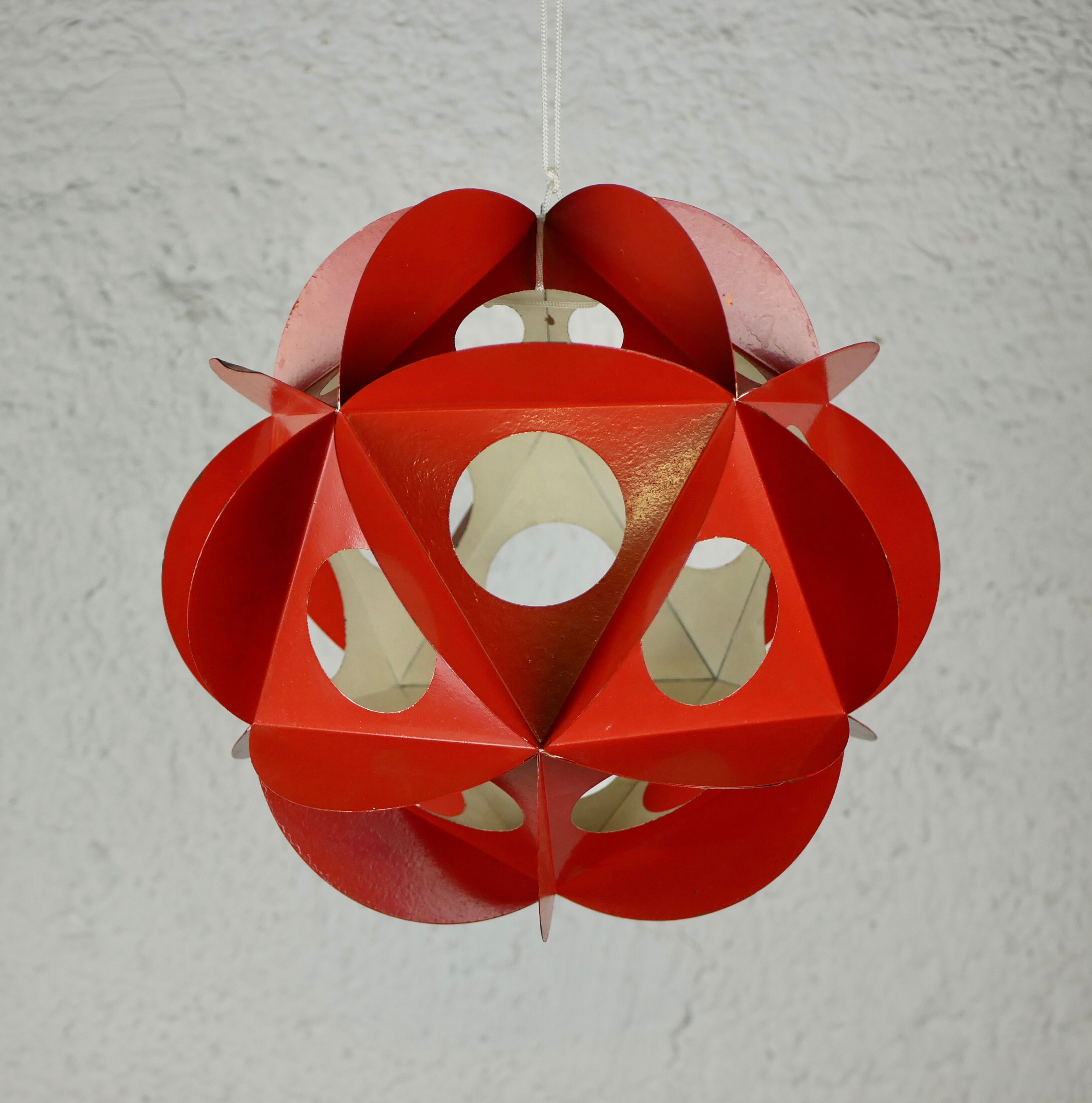 Orange metal origami decoration 70s