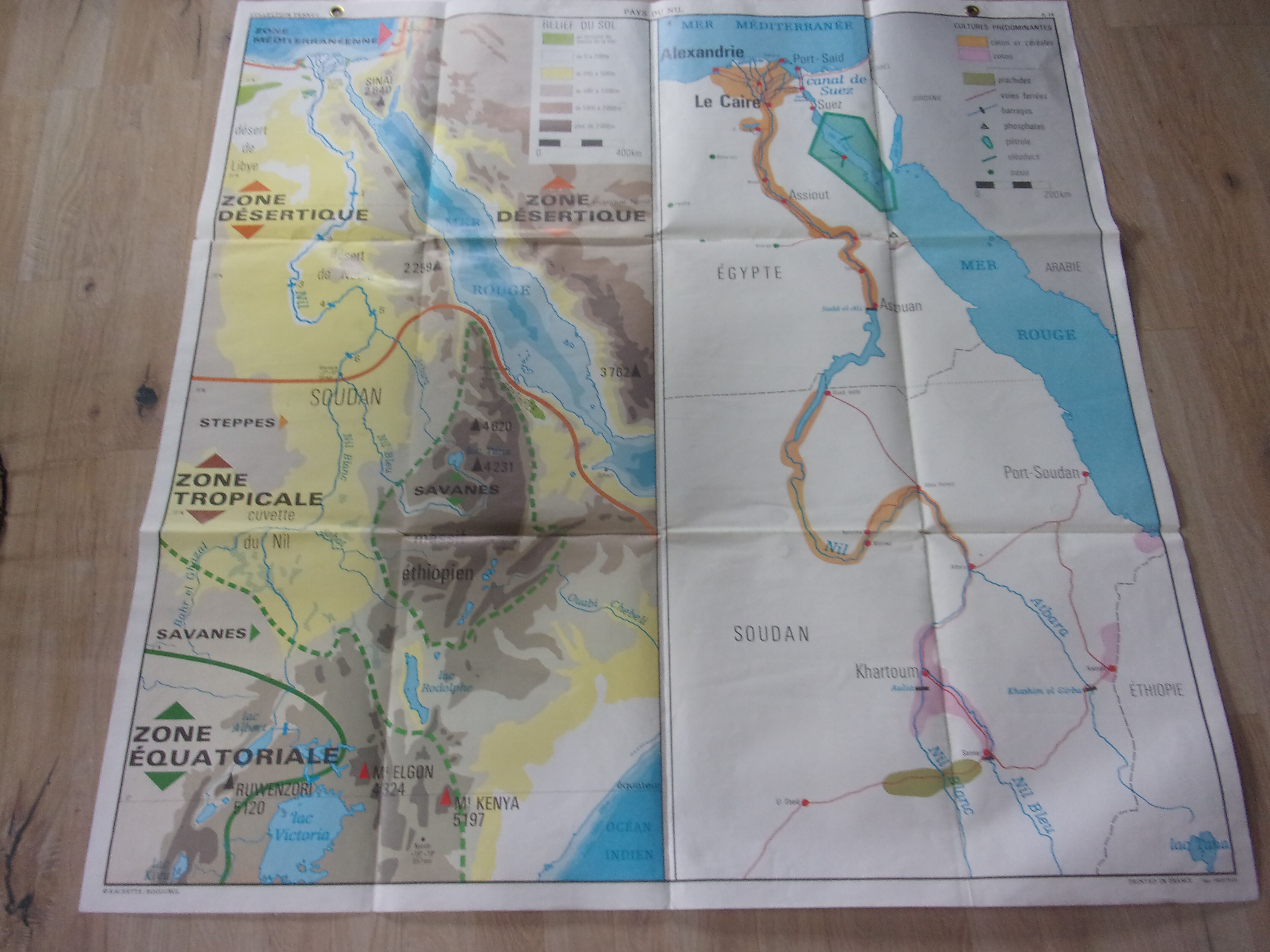 Vintage school map Maghreb / Nile Country