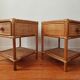 Pair of bedside tables in rattan and wicker - circa 1970