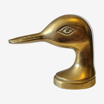 Coat rack wall hook carved brass handle duck head