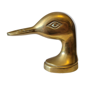 Coat rack wall hook carved brass handle duck head