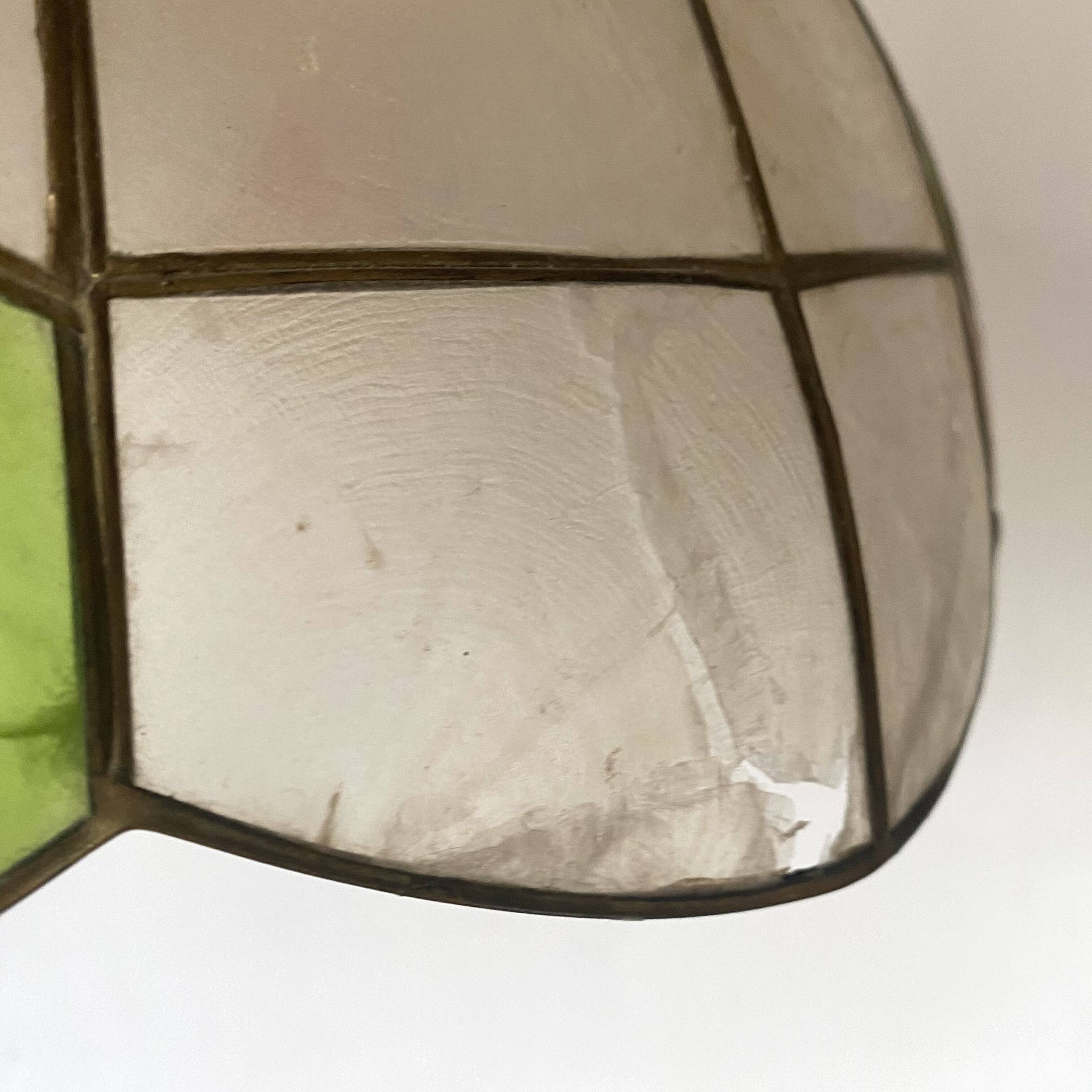 Vintage mother-of-pearl and brass flower pendant light