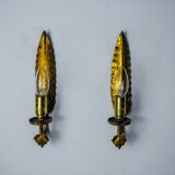 Pair of "leaf" wall lights by Ferro Arte, Spain, 1960