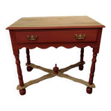 Side table or console with wood and terracotta drawer