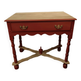Side table or console with wood and terracotta drawer