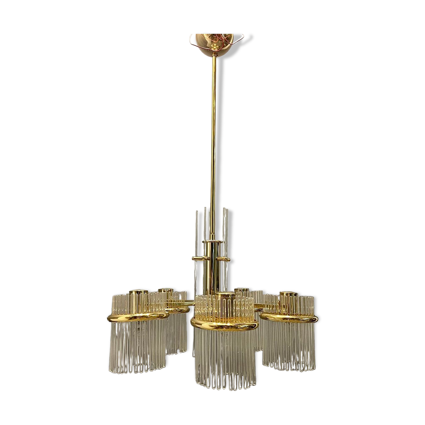 Mid-Century Italian Murano Glass Rod Chandelier, 1980s