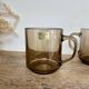 2 Arcoroc France smoked glass mugs